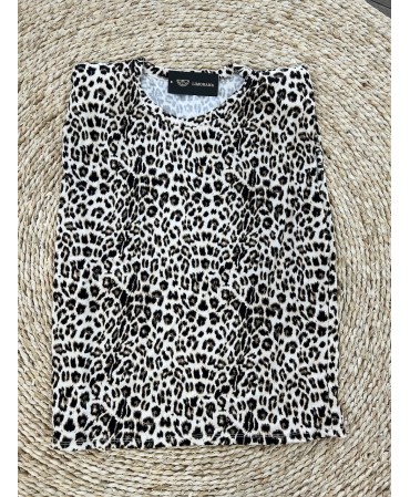 t-shirt leopard épaulettes